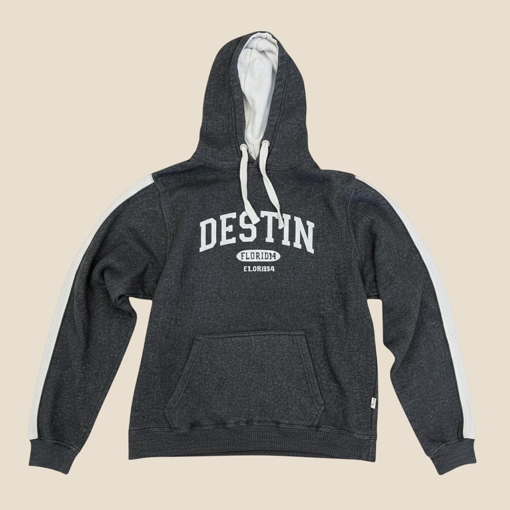 Ragwear Destin Florida Est 1984 Hoodie Gray White Stripe Mens XXL Souvenir Sweat